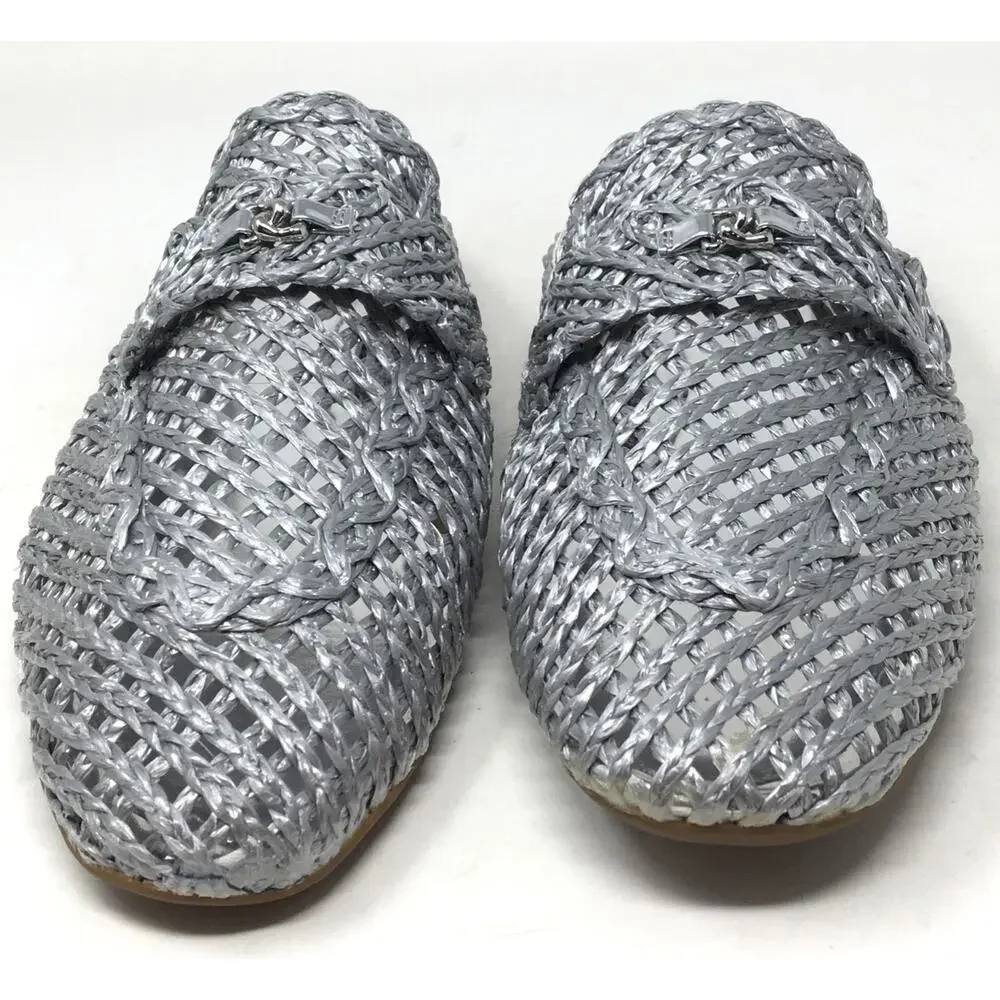 Aerosoles Hannah Raffia Women's Size 10.5 Silver Slip-On Loafer Shoes